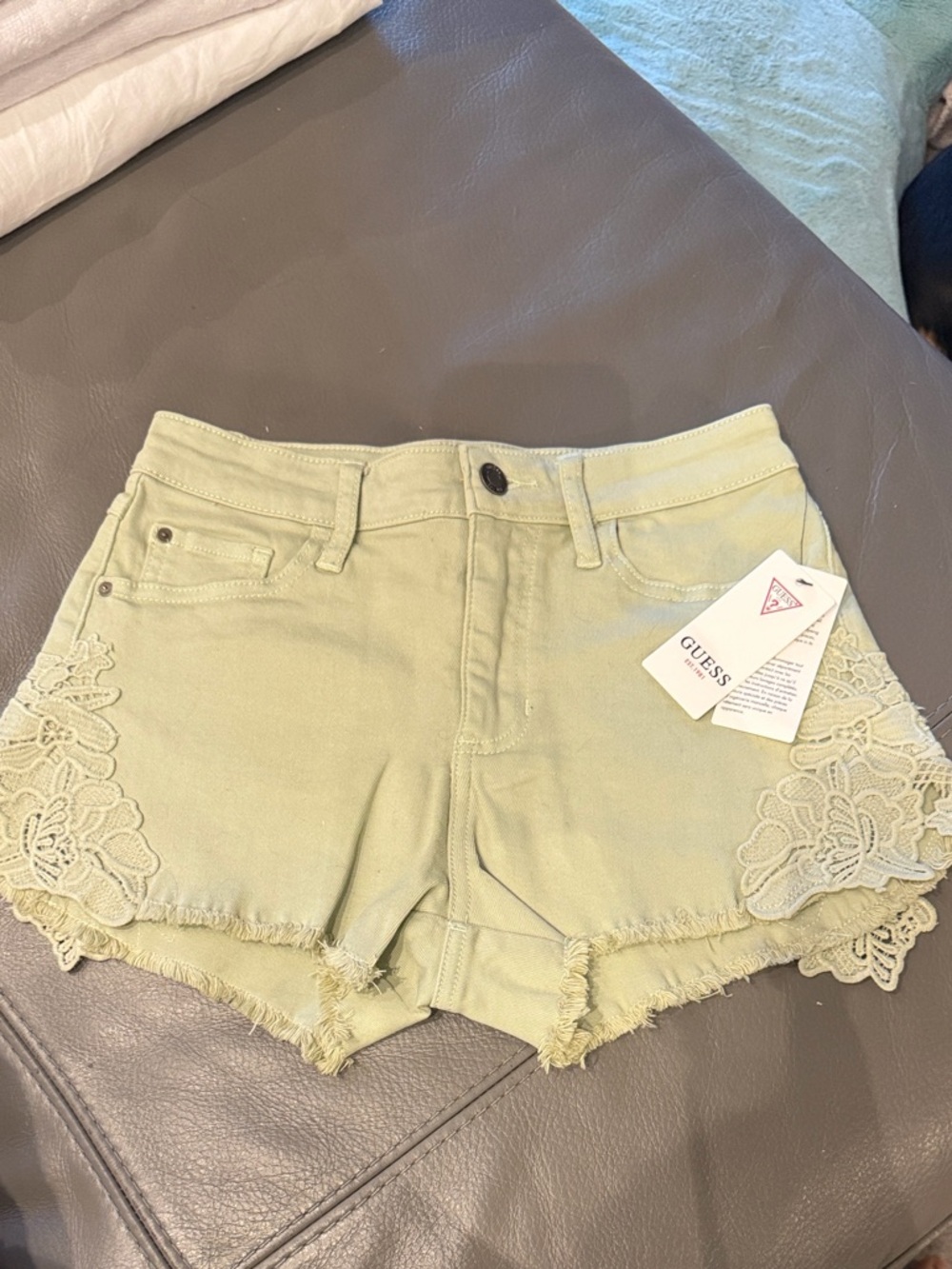 NWT GUESS thyme green Jean 1961 shorts